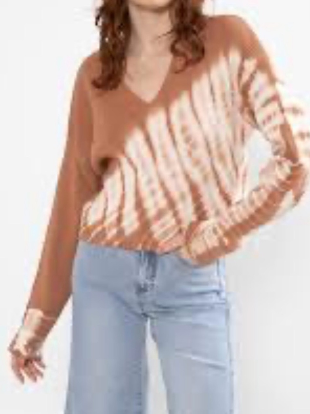 LA hearts by pacsun - tan tie dye cropped sweater 100% cotton